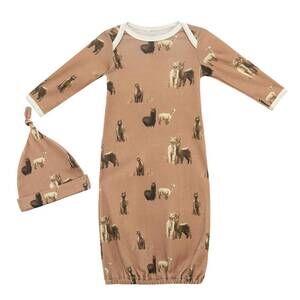 NEW MILKBARN alpaca organic cotton newborn gown & hat in beige